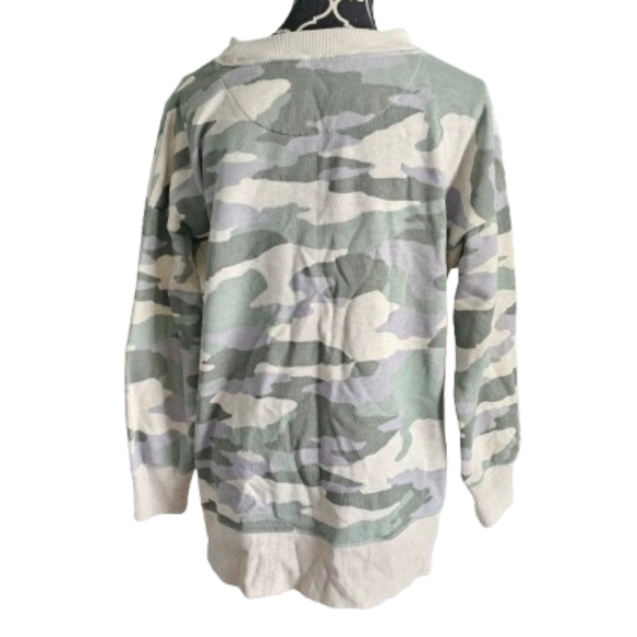 NWT Aerie Oversized Good Vibes Crewneck Tunic Sweatshirt- Desert Camo - Picture 5 of 8